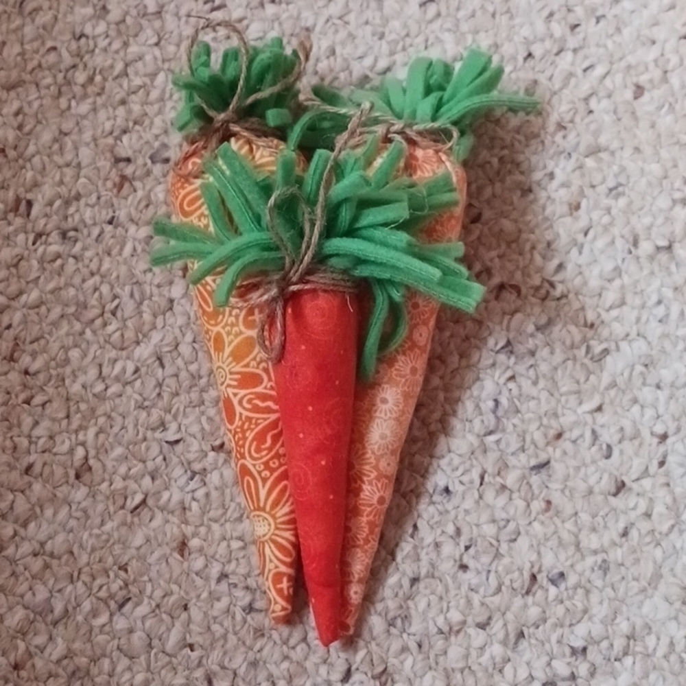 Handmade Fabric and Stuffing Spring Carrots